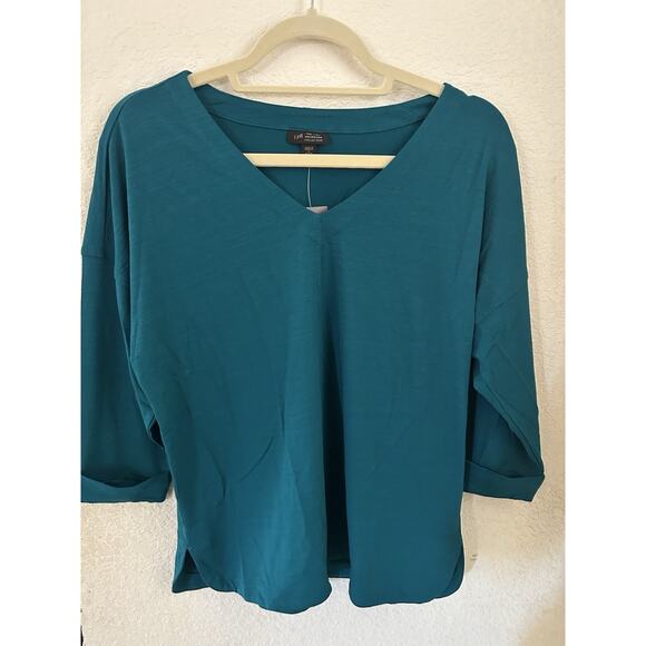 J. Jill Wearever Rolled-Cuff Slub-Knit Top Size SP NWT $75 - Picture 2 of 6